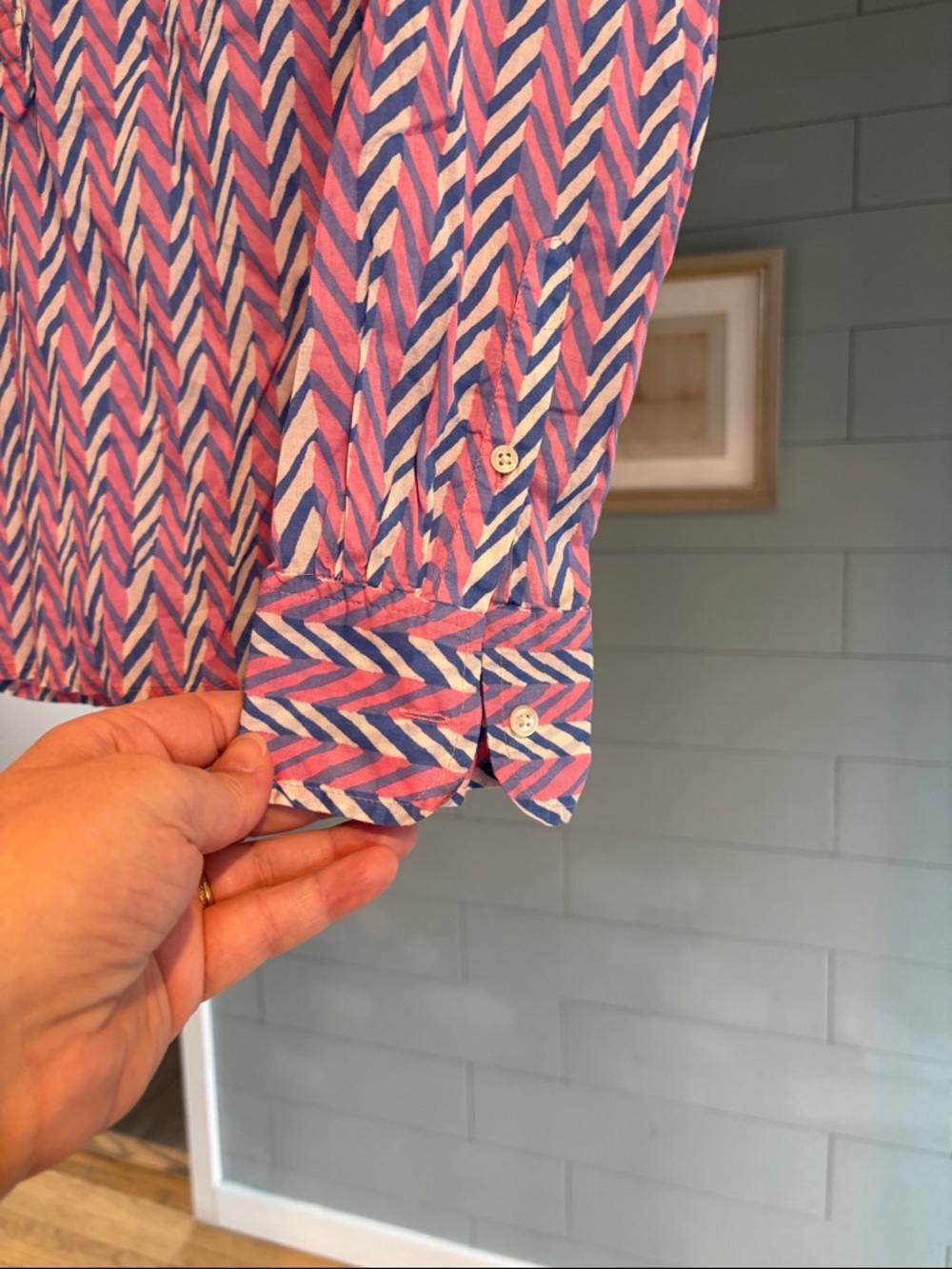 J. Crew Pink & Blue Chevron Button-Down Shirt - Picture 4 of 7